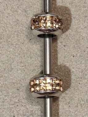 🆕Listing! Two Brighton Spectrum beads Silver-Topaz Golden brown square crystals